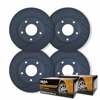 FULL SET DIMPLED SLOTTED DISC BRAKE ROTORS + PADS FOR FORD FALCON EB ED *W/ABS*