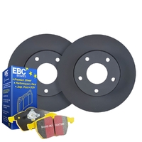 FRONT RDA DISC BRAKE ROTORS & EBC YELLOWSTUFF PADS FOR FORD MUSTANG FM 2.3L GTDI 8/2014-7/2017