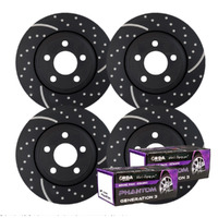 FULL SET DIMPLED SLOTTED BRAKE ROTORS + CERAMIC PADS FOR FORD FALCON BA BF