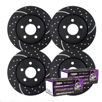 FULL SET DIMPLED & SLOTTED BRAKE ROTORS & PADS FOR HSV VE MALOO CLUBSPORT R8