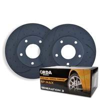 DIMP SLOTTED FRONT RDA DISC BRAKE ROTORS & PADS FOR NISSAN QASHQAI J11 2.0L 2014-ON