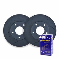 DIMP SLOTTED REAR RDA DISC BRAKE ROTORS & EBC PADS FOR FORD BA XR6 XR6T XR8 RDA505D