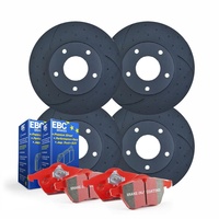 FULL SET DIMPLED SLOTTED DISC BRAKE ROTORS + PADS FOR FORD BF XR6 TURBO