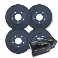 FULL SET DIMPLED SLOTTED DISC BRAKE ROTORS + PADS FOR FALCON BF XR6 TURBO & XR8