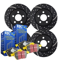 FULL SET DIMPL SLOTTED DISC BRAKE ROTORS + PADS FOR COMMODORE VT VU VX VY VZ V6 V8