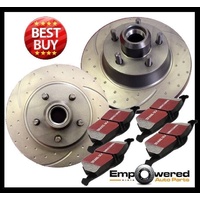 DIMP SLOTTED FRONT RDA DISC BRAKE ROTORS & EBC PADS FOR HOLDEN VN V6 1988-9/1991