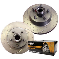 DIMP SLOTTED FRONT RDA DISC BRAKE ROTORS & PBR PADS FOR FORD XB XC XD XE XF RDA107D