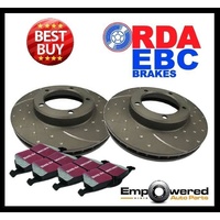 DIMPLED SLOTTED REAR DISC BRAKE ROTORS + PADS FITS FORD FALCON AU II III 2000-02