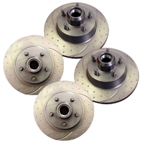 FULL DIMPLED & SLOTTED DISC BRAKE ROTORS FOR HOLDEN HQ HJ HX HZ 1971-80