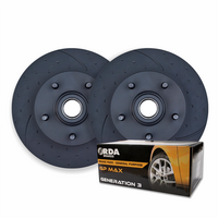 DIMP SLOTTED FRONT RDA DISC BRAKE ROTORS & PBR RECTANGLE PADS FOR HOLDEN HX HZ