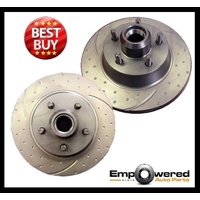 DIMPLED & SLOTTED FRONT DISC BRAKE ROTORS FOR NISSAN UTE XFN 4.1L 89-91 RDA107D