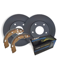 REAR RDA DISC BRAKE ROTORS & H/D PADS & H/B SHOES FOR LANDCRUISER 70 SERIES 4.5TD V8 06-ON