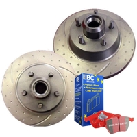 DIMPLED SLOTTED FRONT DISC BRAKE ROTORS + PADS FOR COMMODORE VL 5.0L V8 1986-1988