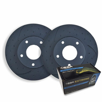 DIMPL SLOTTED FRONT DISC BRAKE ROTORS + PADS FOR FALCON UTE FG XR6 TURBO 2008 ON