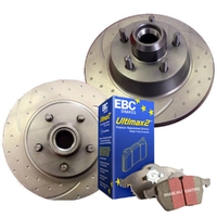 DIMP SLOTTED FRONT RDA DISC BRAKE ROTORS & EBC PADS FOR FORD EF EL ABS 1994-1996