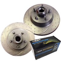 DIMP SLOTTED FRONT RDA DISC BRAKE ROTORS & H/D PADS FOR FORD FALCON UTE XF XG 1988-1995