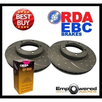 DIMPLED SLOTTED FRONT DISC BRAKE ROTORS+PADS for Ford Maverick GY KY 1988-1993