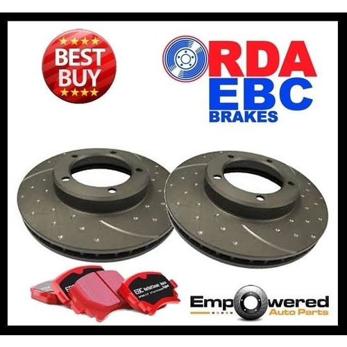 DIMPLED SLOTTED REAR DISC BRAKE ROTORS + EBC PADS FOR FORD FALCON BA/BF