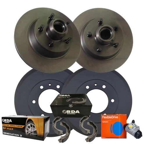 FULL SET BRAKE ROTORS & PADS + DRUMS & SHOES + WHEEL CYLS FOR COMMODORE 1978-88