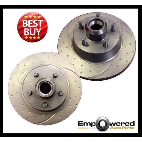 DIMPLED & SLOTTED FRONT DISC BRAKE ROTORS FOR HOLDEN SUNBIRD LH LX UC 74-79 RDA10D