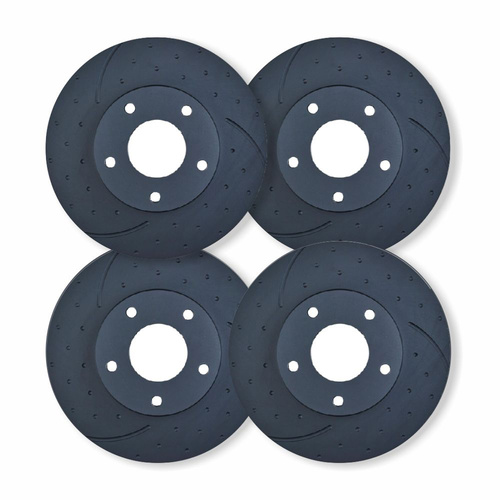 FULL DIMPLED & SLOTTED DISC BRAKE ROTORS FOR TOYOTA LANDCRUISER HZJ78R HZJ79R