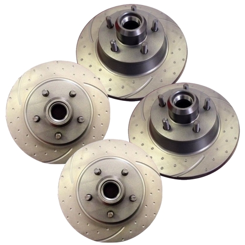 FULL DIMPLED & SLOTTED DISC BRAKE ROTORS FOR HOLDEN HQ HJ HX HZ 1971-80