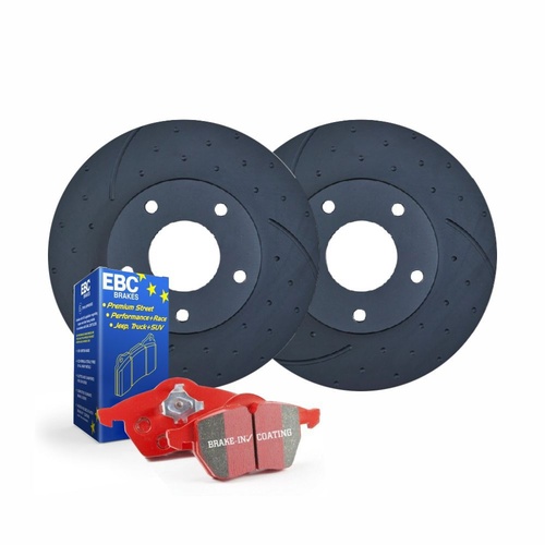 DIMPLED SLOTTED REAR DISC BRAKE ROTORS + EBC PADS FOR FORD FALCON BF UTE 4.0L