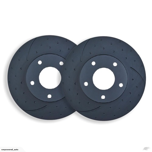 DIMPLED & SLOTTED FRONT DISC BRAKE ROTORS FOR FORD FAIRLANE BF 5.4L SOHC V8 2005 ON