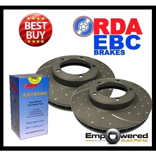 DIMP SLOTTED REAR RDA DISC BRAKE ROTORS & H/D PADS FOR TOYOTA FJ 4.0L V6 CRUISER