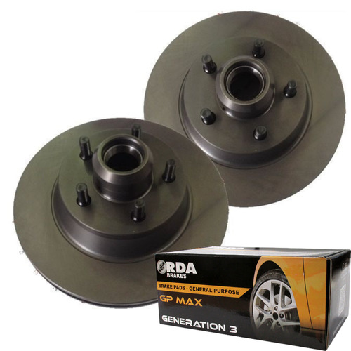 FRONT RDA DISC BRAKE ROTORS & GLK BRAKE PADS FOR HOLDEN HQ HJ 1971-1976 RDA14