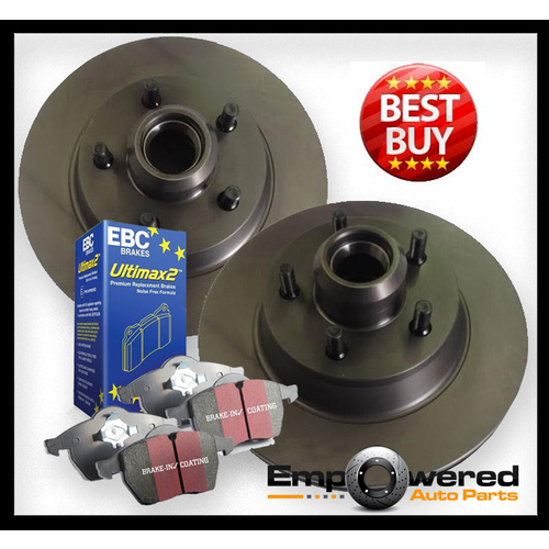 REAR RDA DISC BRAKE ROTORS & EBC PADS FOR PEUGEOT PARTNER 1.6D 1.6TD 267MM 2008-ON